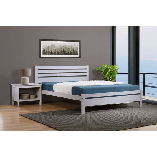 Ashpinoke:Astley Double Bed Solid Hardwood Grey,Double Beds,Heartlands Furniture