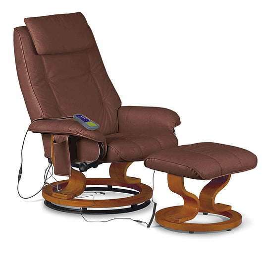 Ashpinoke:Aston Reclining Massager Brown,Chairs,Heartlands Furniture