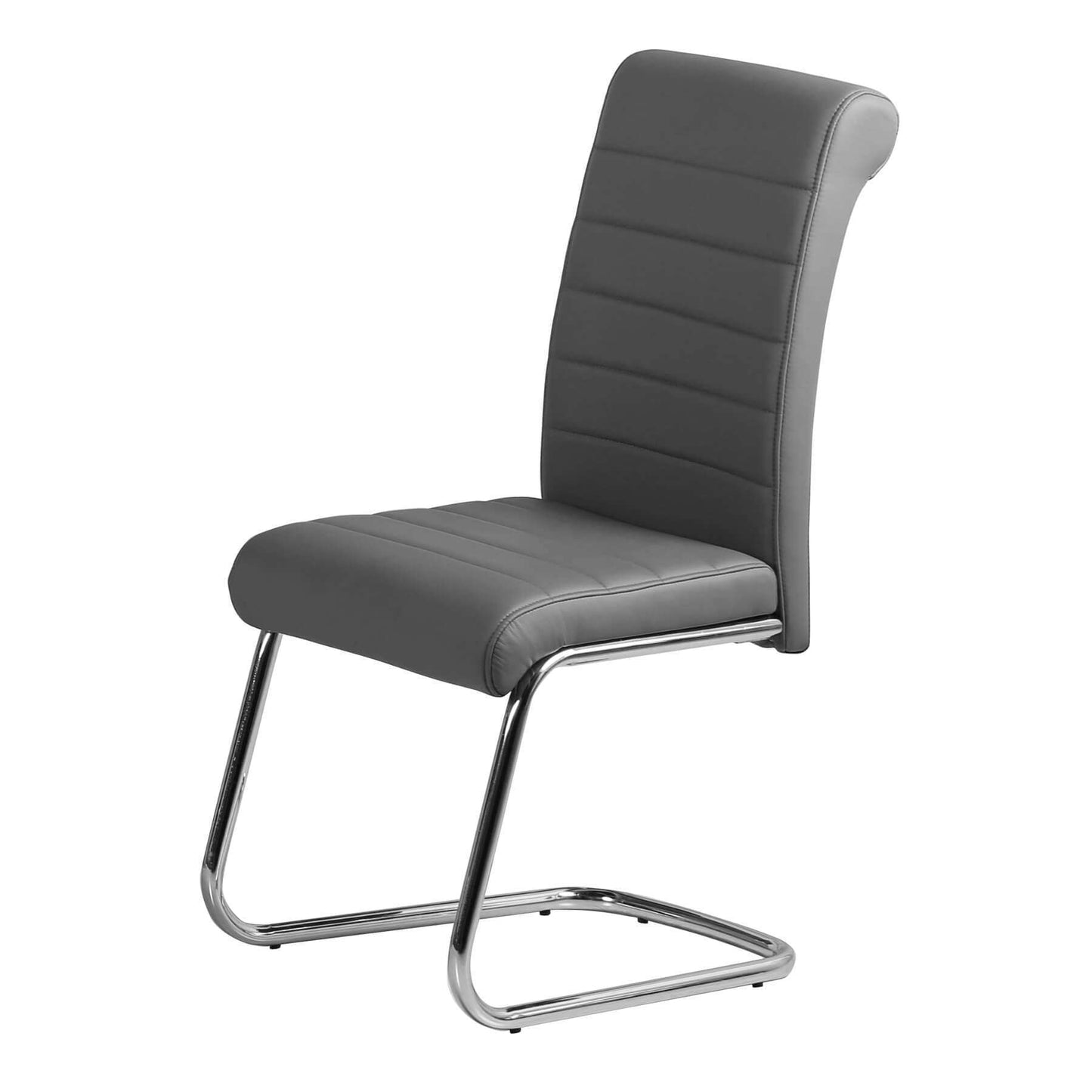 Ashpinoke:Astra Polyurethane Chairs Chrome & Grey (2s),Dining Chairs,Heartlands Furniture