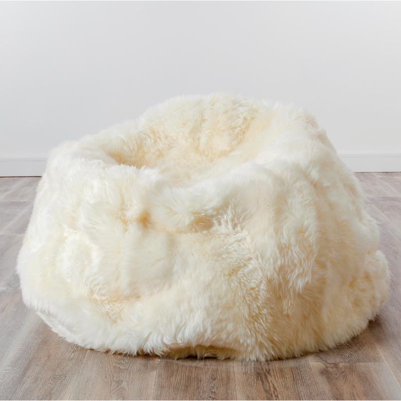 Ashpinoke - XXL Luxurious Natural White Sheepskin Beanbag