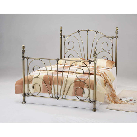 Ashpinoke:Beatrice Antique Brass Double Bed,Double Beds,Heartlands Furniture