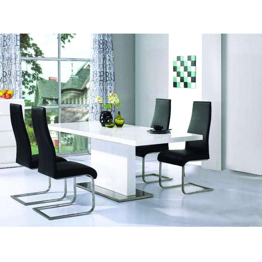 Ashpinoke:Chaffee Dining Table White High Gloss,Dining Tables,Heartlands Furniture