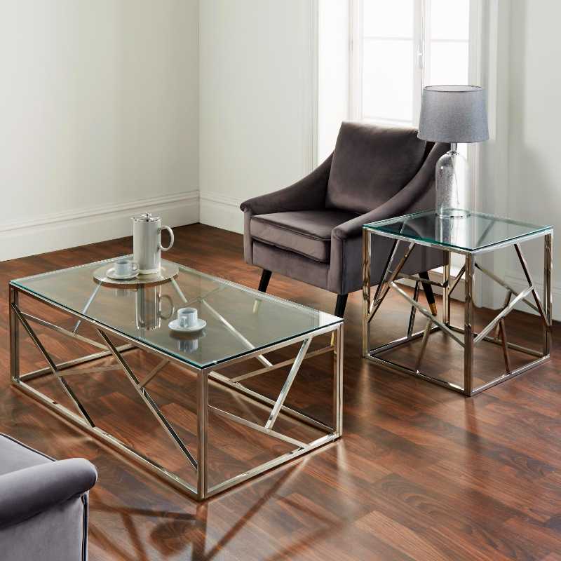 Ashpinoke - Geometric Silver Coffee Table