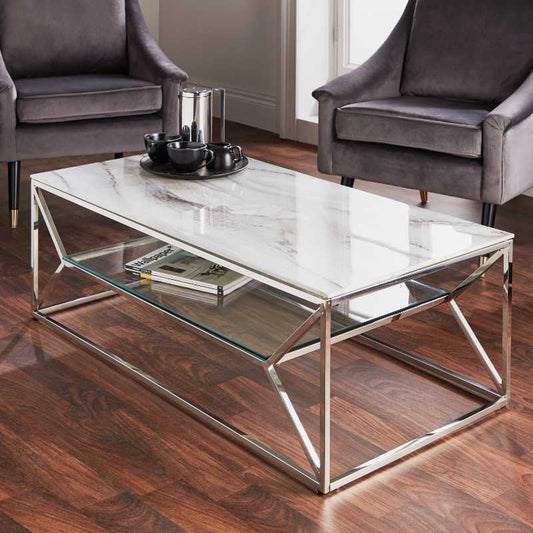 Ashpinoke - Marble Glass Coffee Table