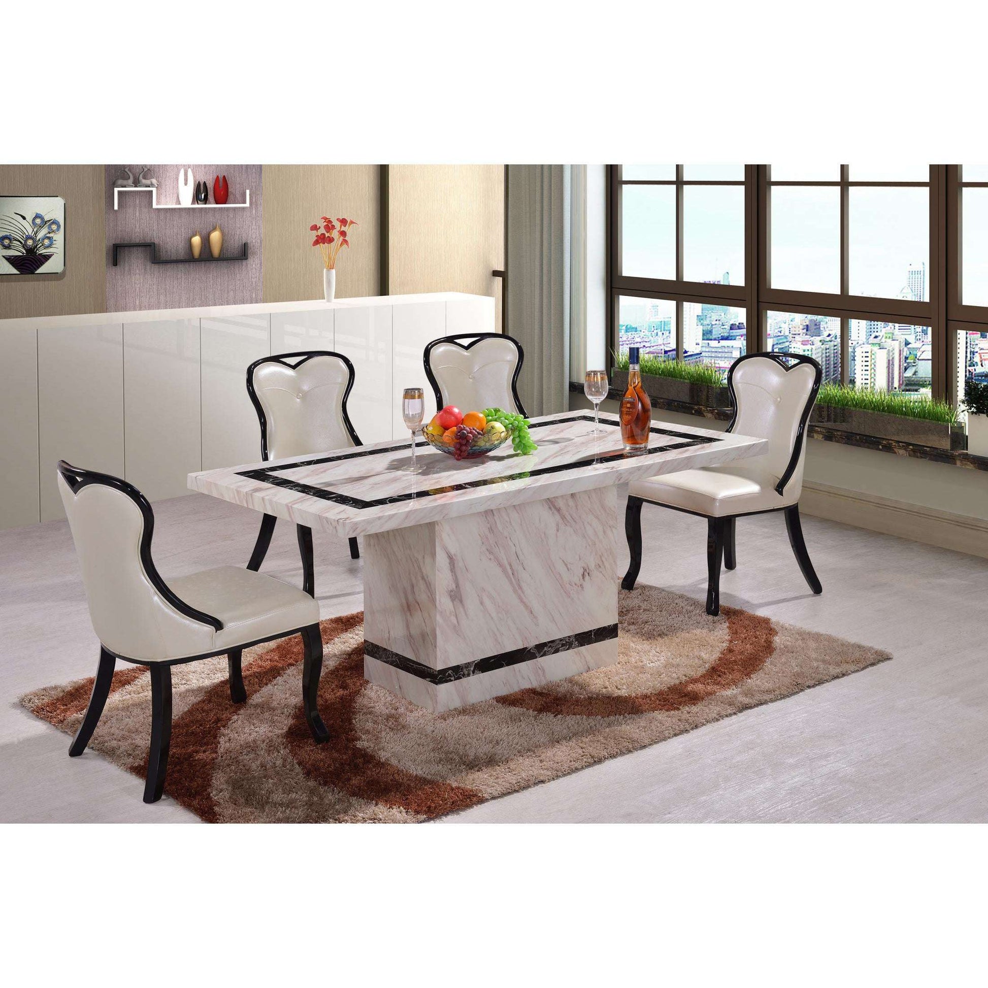 Ashpinoke:Calgary Marble Dining Table with Marble Base,Dining Tables,Heartlands Furniture