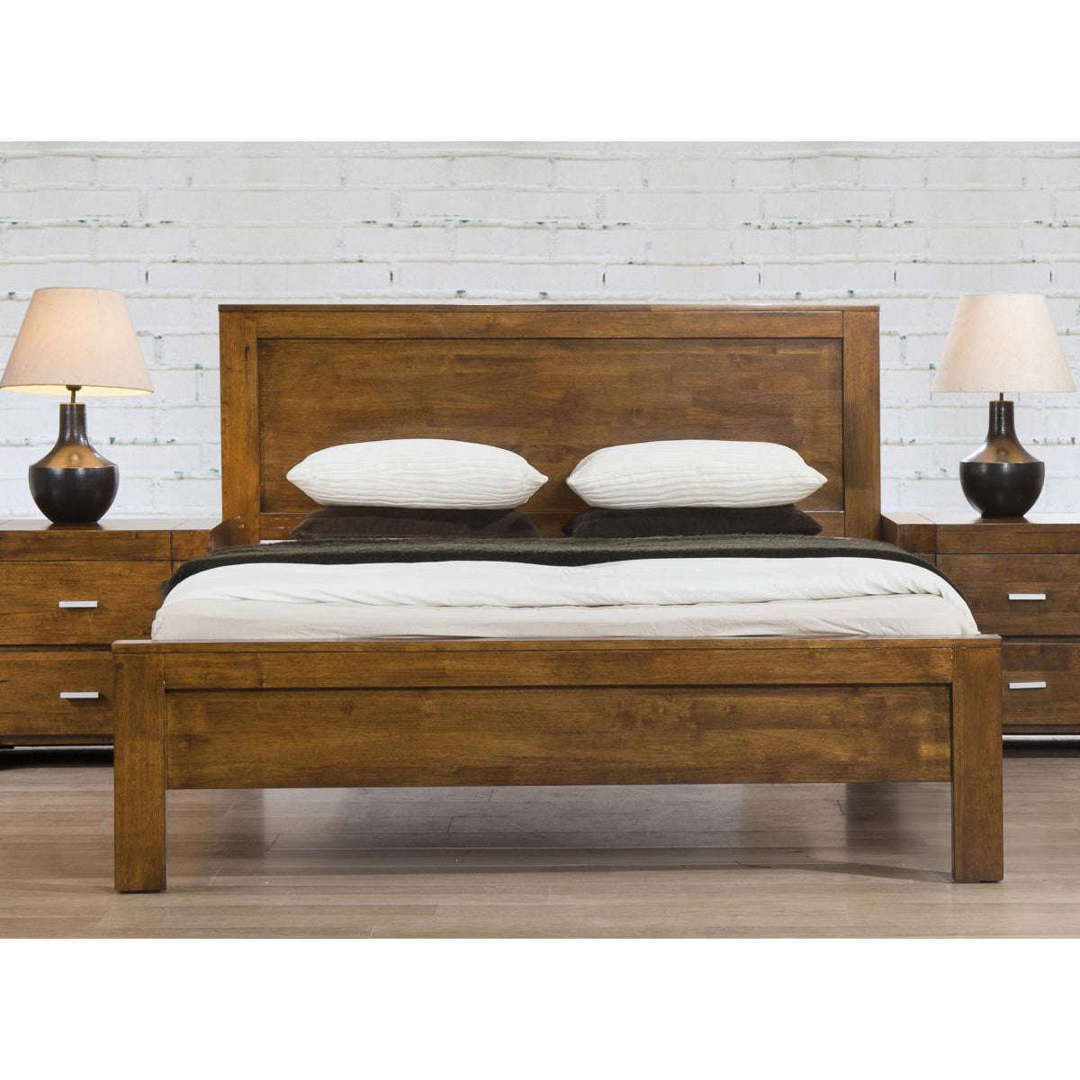 Ashpinoke:California Double Bed Solid Rubberwood Rustic Oak,Double Beds,Heartlands Furniture
