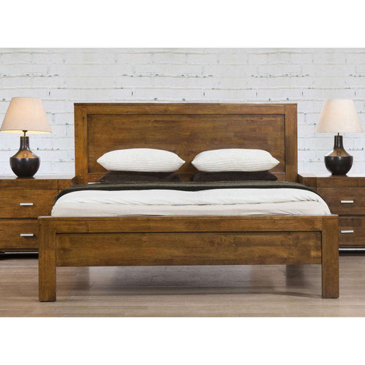 Ashpinoke:California King Size Bed Solid Rubberwood Rustic Oak,King Size Beds,Heartlands Furniture