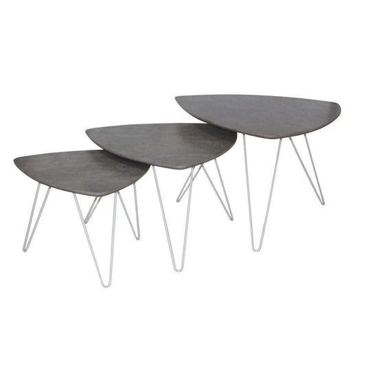 Ashpinoke:Cannon Nest of Tables Stone with White Metal Legs,Nest of Tables,Heartlands Furniture