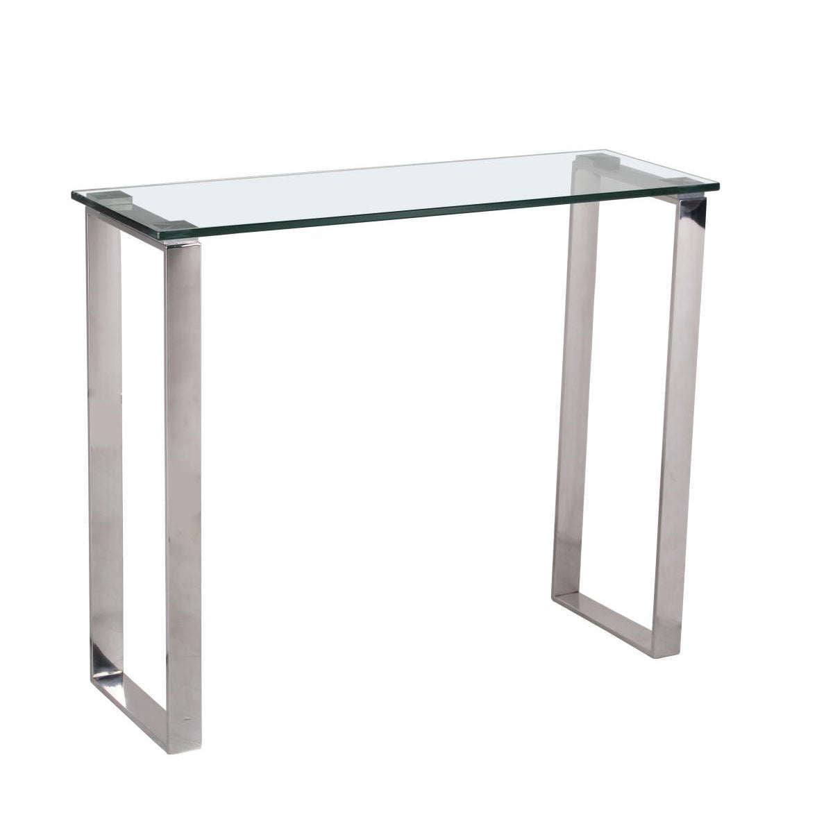 Ashpinoke:Carter Glass Console Table with Stainless Steel Legs,Console and Hall Tables,Heartlands Furniture
