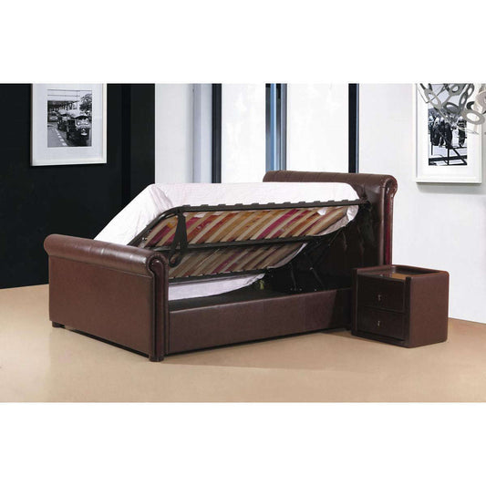 Ashpinoke:Caxton Storage Polyurethane Double Bed Brown,Double Beds,Heartlands Furniture