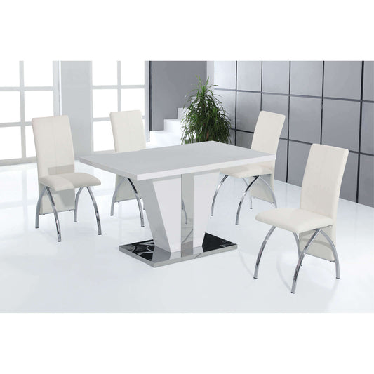 Ashpinoke:Costilla Dining Table White with Stainless Steel,Dining Tables,Heartlands Furniture