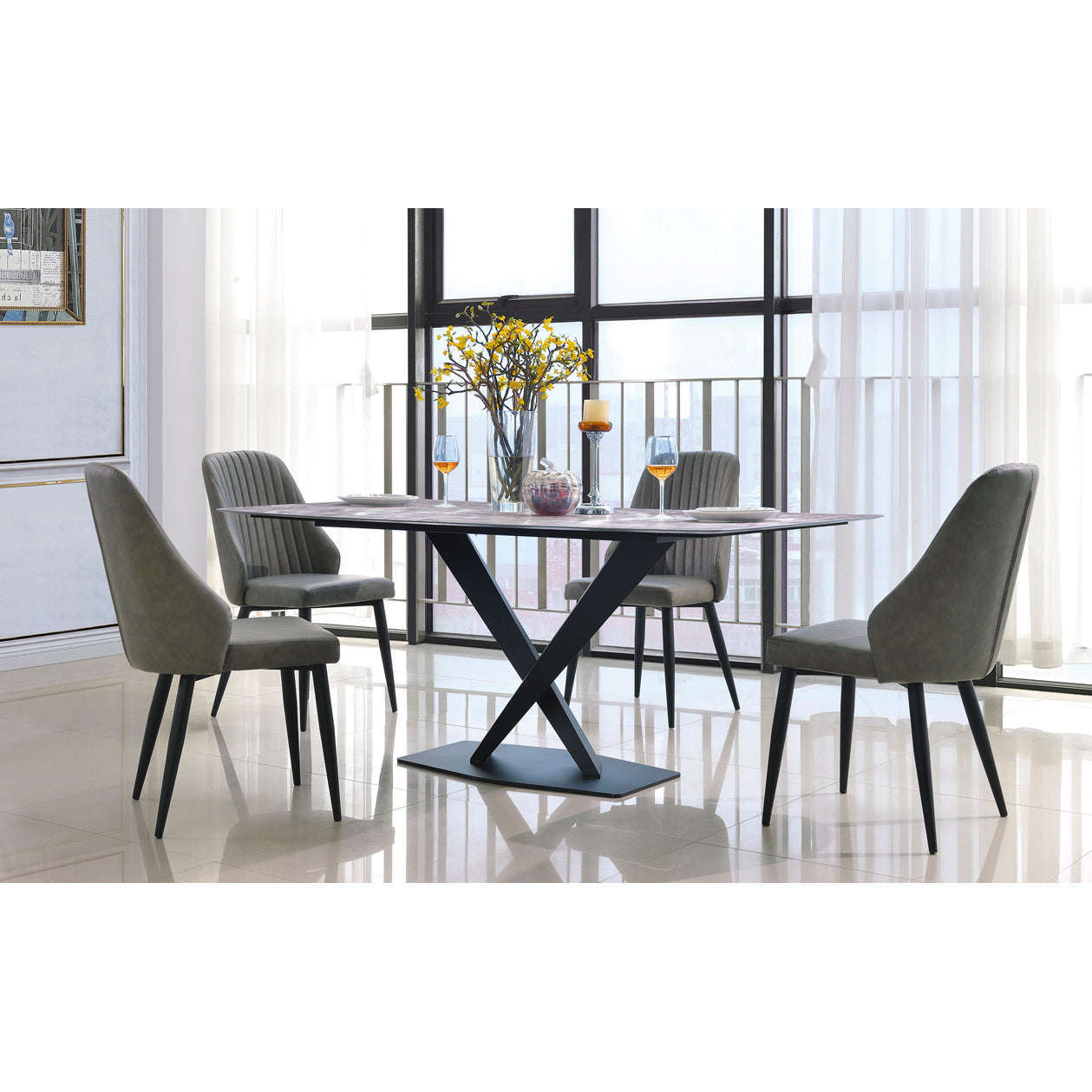 Ashpinoke:Crete Fabric Dining Chair with Black Metal Legs,Dining Chairs,Heartlands Furniture