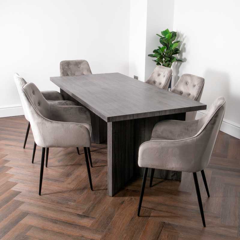 Ashpinoke - Grey Oak Ascot Dining Table with 4 Chairs