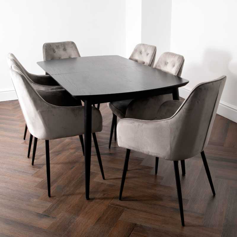 Ashpinoke - Dark Ash Oxford Dining Table with 4 Chairs