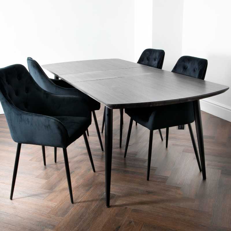 Ashpinoke - Grey Oak Oxford Dining Table with 4 Chairs
