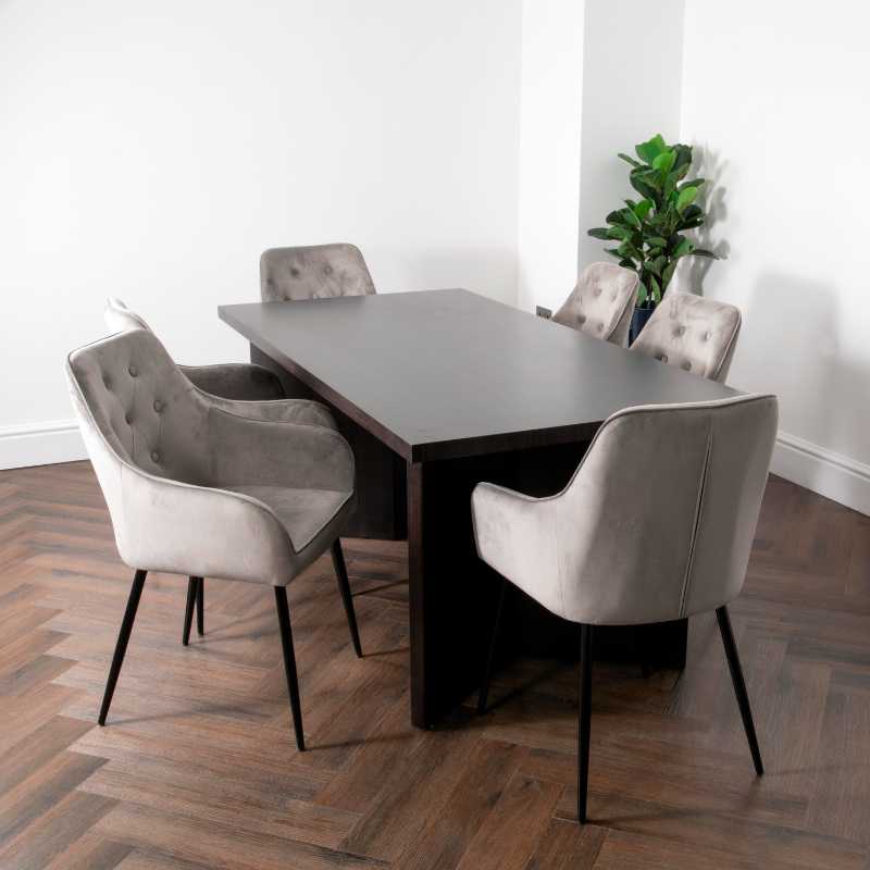 Ashpinoke - Espresso Walnut Ascot Dining Table with 6 Chairs