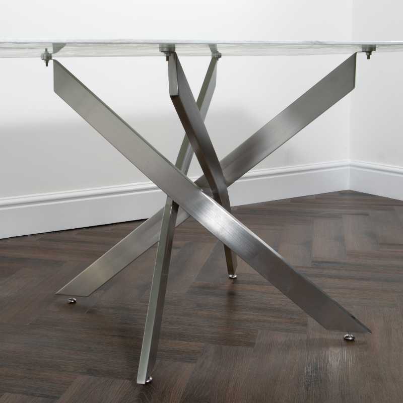 Ashpinoke - Silver Plated Marble Glass Dining Table