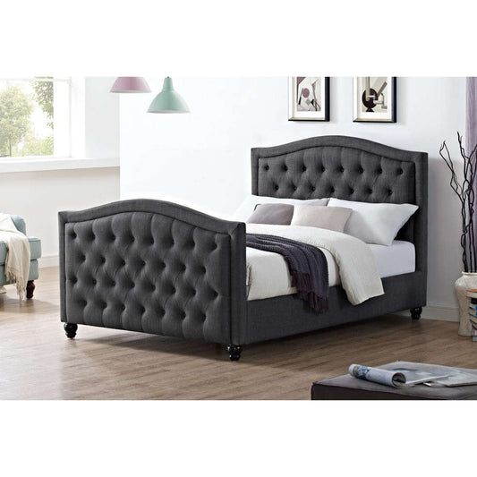 Ashpinoke:Daytona Linen Fabric Double Bed Grey,Double Beds,Heartlands Furniture