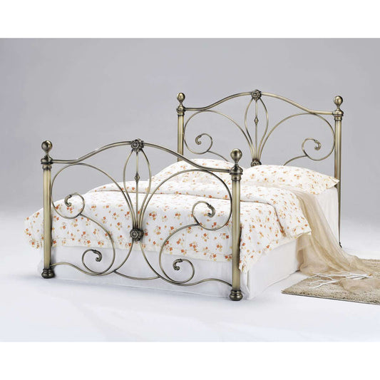 Ashpinoke:Diane Antique Brass Double Bed,Double Beds,Heartlands Furniture