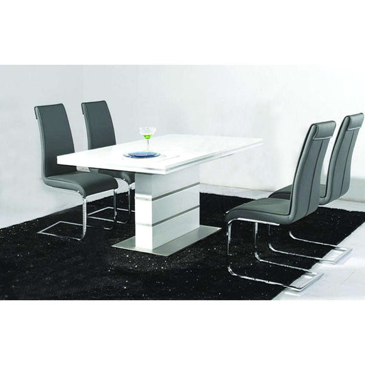 Ashpinoke:Dolores Polyurethane Dining Chair White & Chrome  (4s),Dining Chairs,Heartlands Furniture