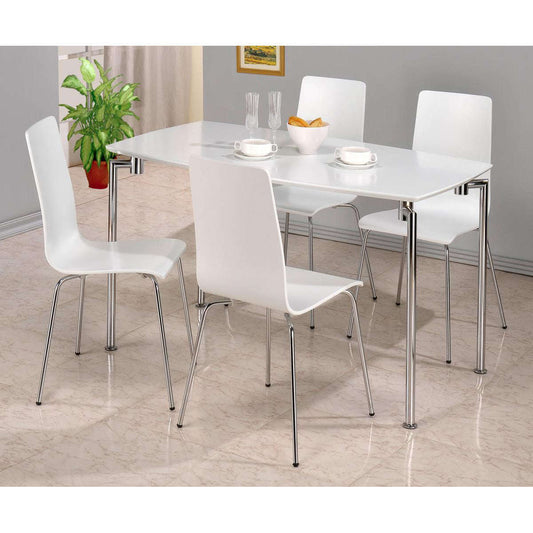 Ashpinoke:Fiji High Gloss Rectangle Dining Set with 4 Chairs White,Dining Sets,Heartlands Furniture