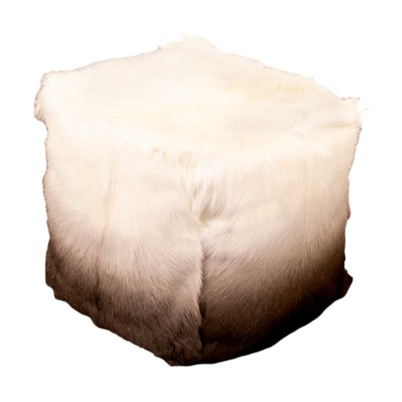 Ashpinoke - Ivory/Brown Goatskin Ombre Pouffe