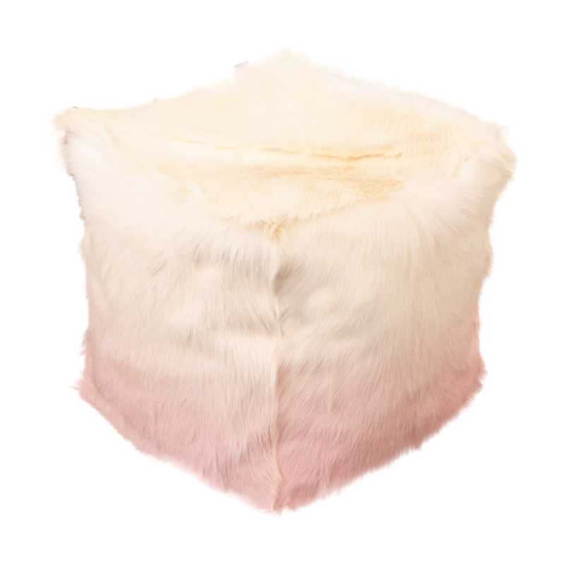 Ashpinoke - Ivory/Pink Goatskin Ombre Pouffe
