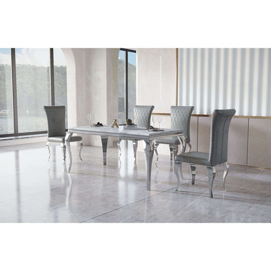 Ashpinoke:Grande Marble Dining Table with Stainless Steel Base,Premium Dining,Heartlands Furniture