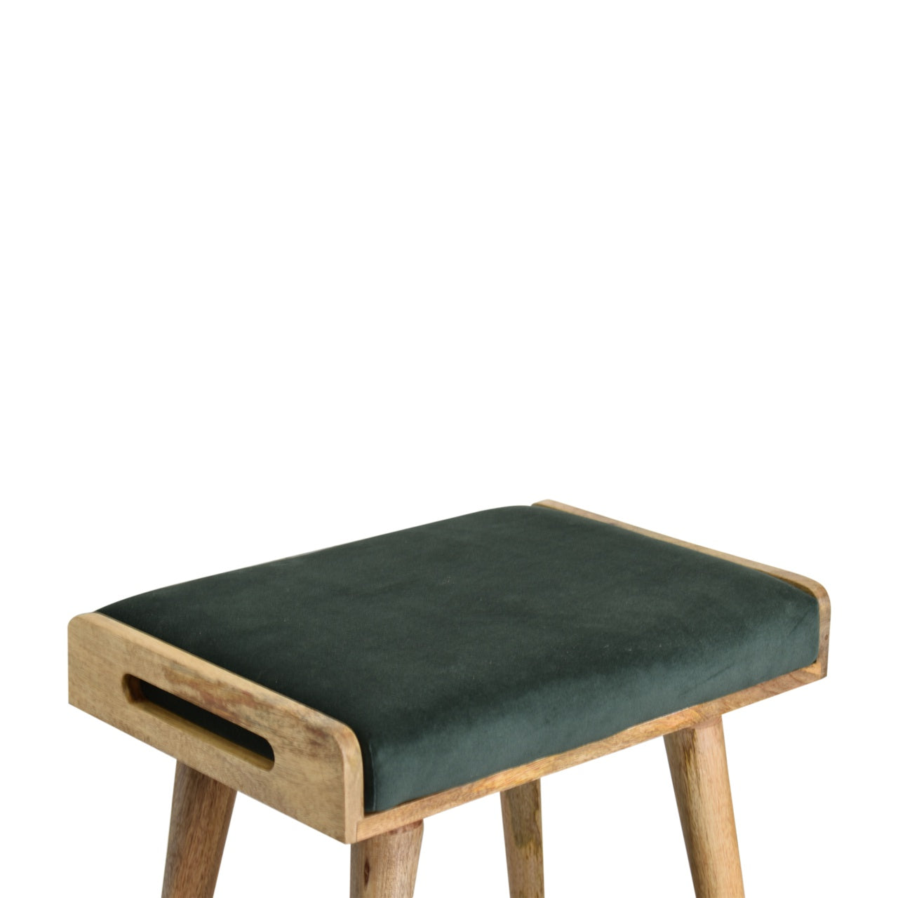 Emerald Velvet Tray Style Footstool