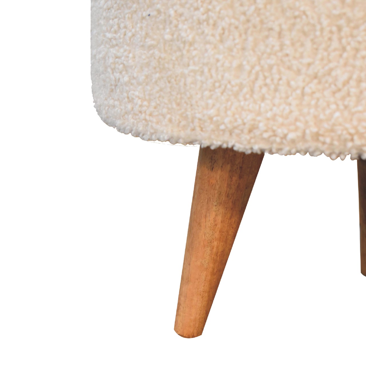 Cream Boucle Rounded Footstool