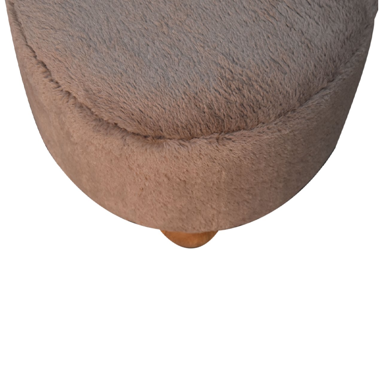 Mocha Faux Fur Round Footstool with Ball Feet