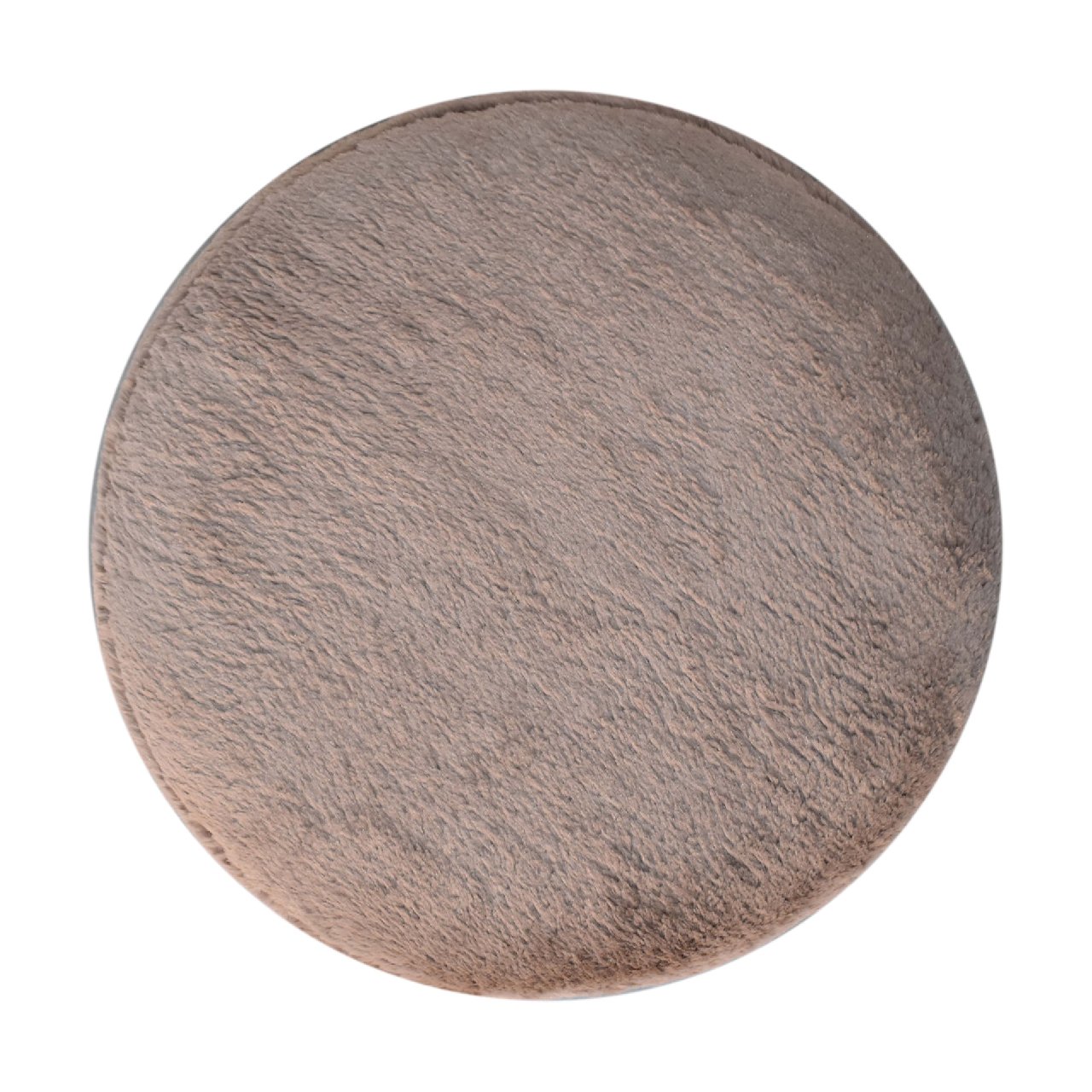 Mocha Faux Fur Round Footstool with Ball Feet