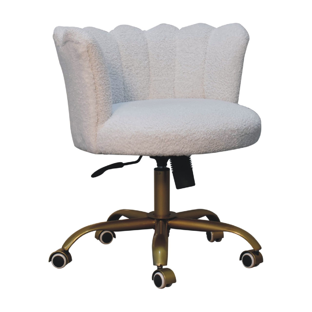 White Boucle Swival Chair