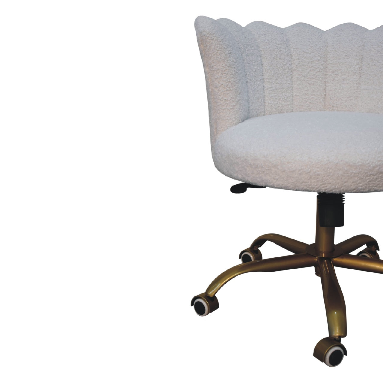 White Boucle Swival Chair