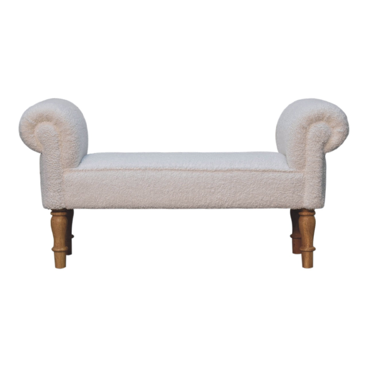 White Boucle Bedroom Bench