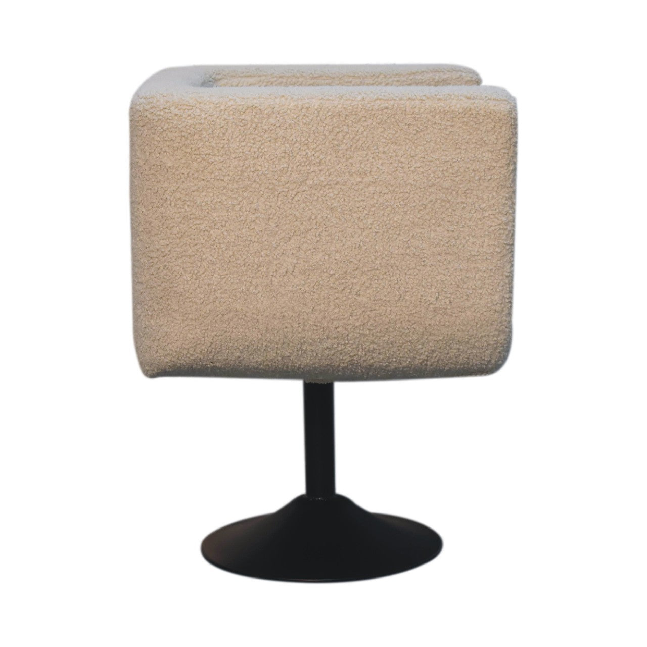 Cream Boucle Black Base Swivel Arm Chair