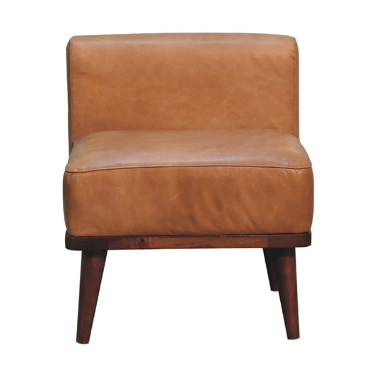 Tan Buffalo Leather  Footstool with Backrest