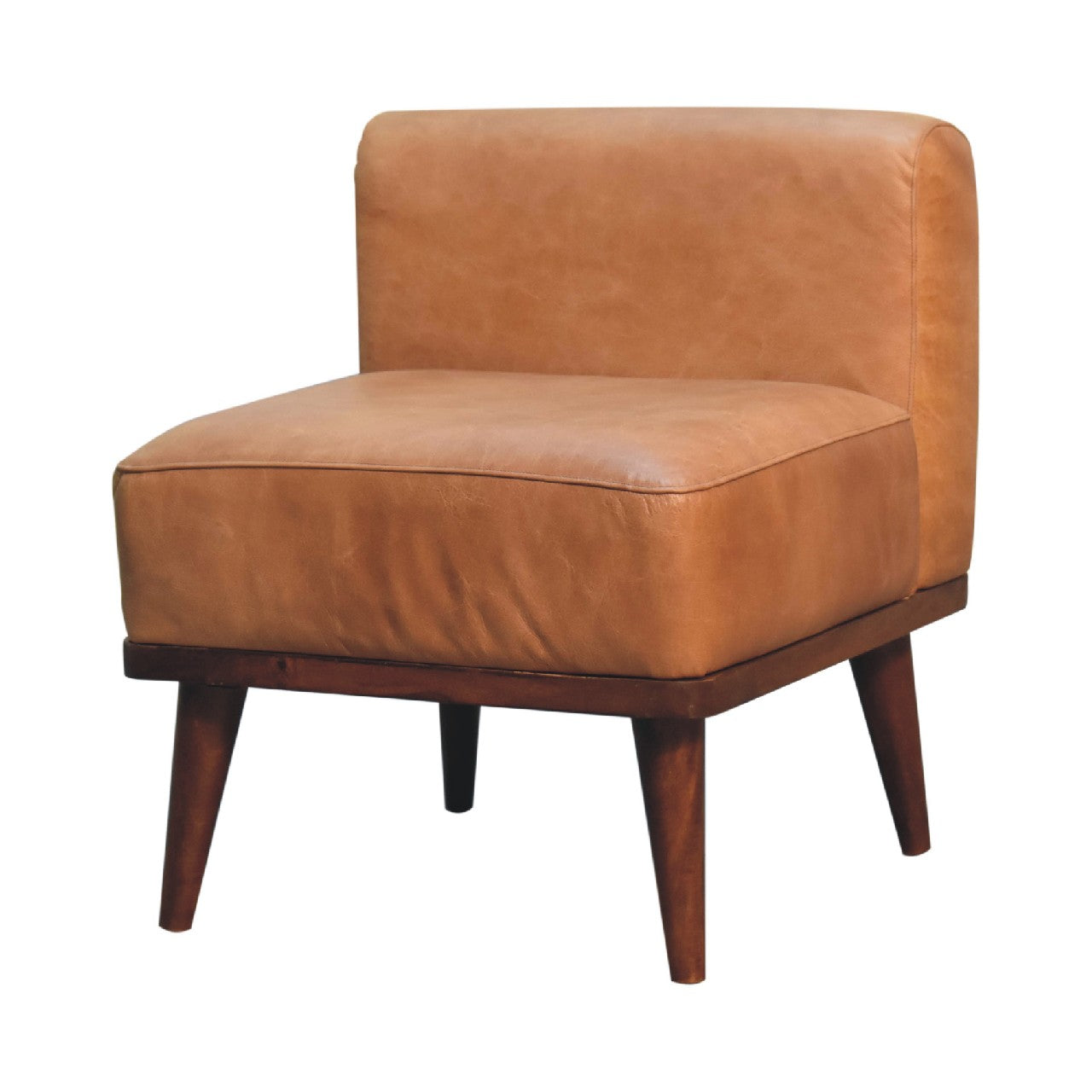 Tan Buffalo Leather  Footstool with Backrest