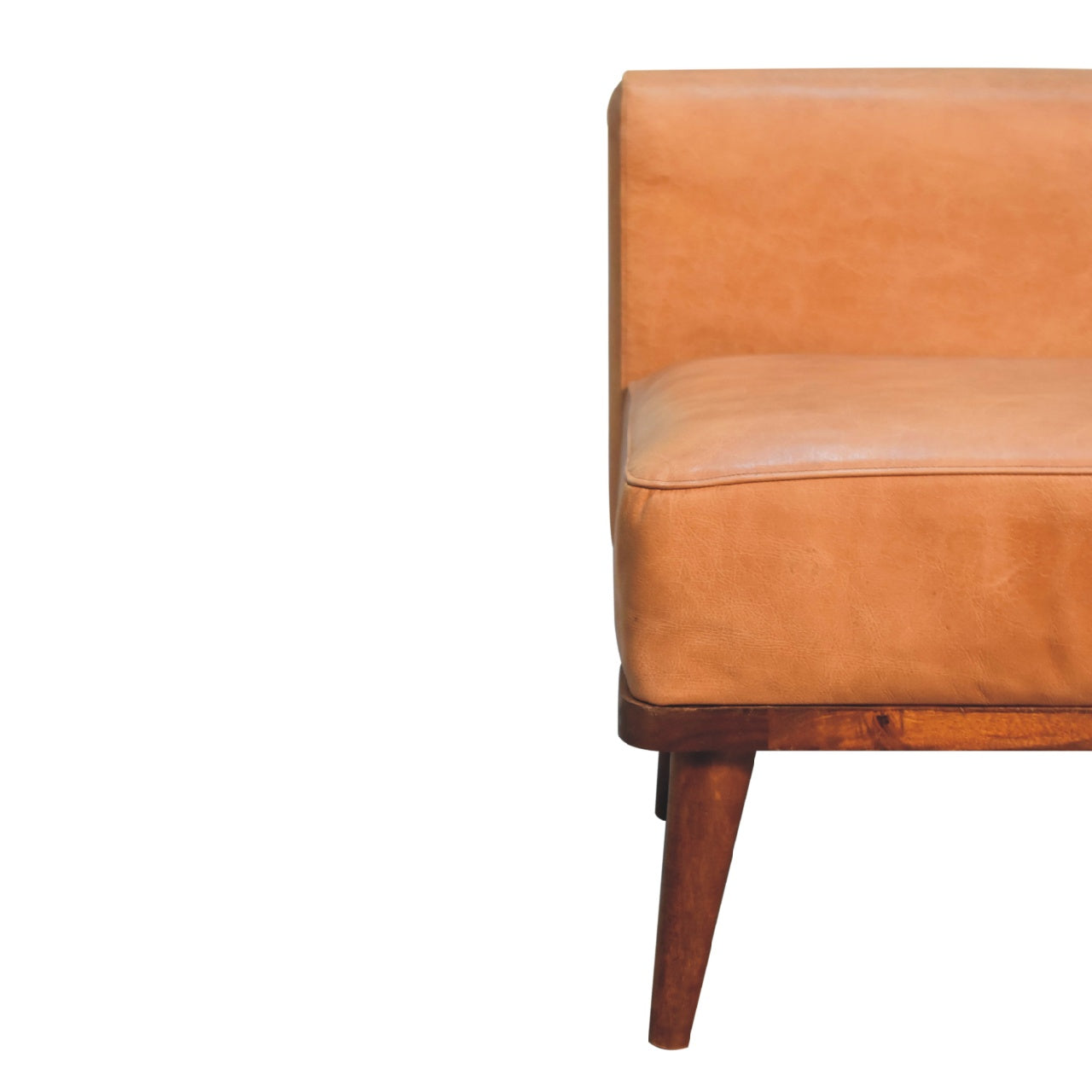 Tan Buffalo Leather  Footstool with Backrest