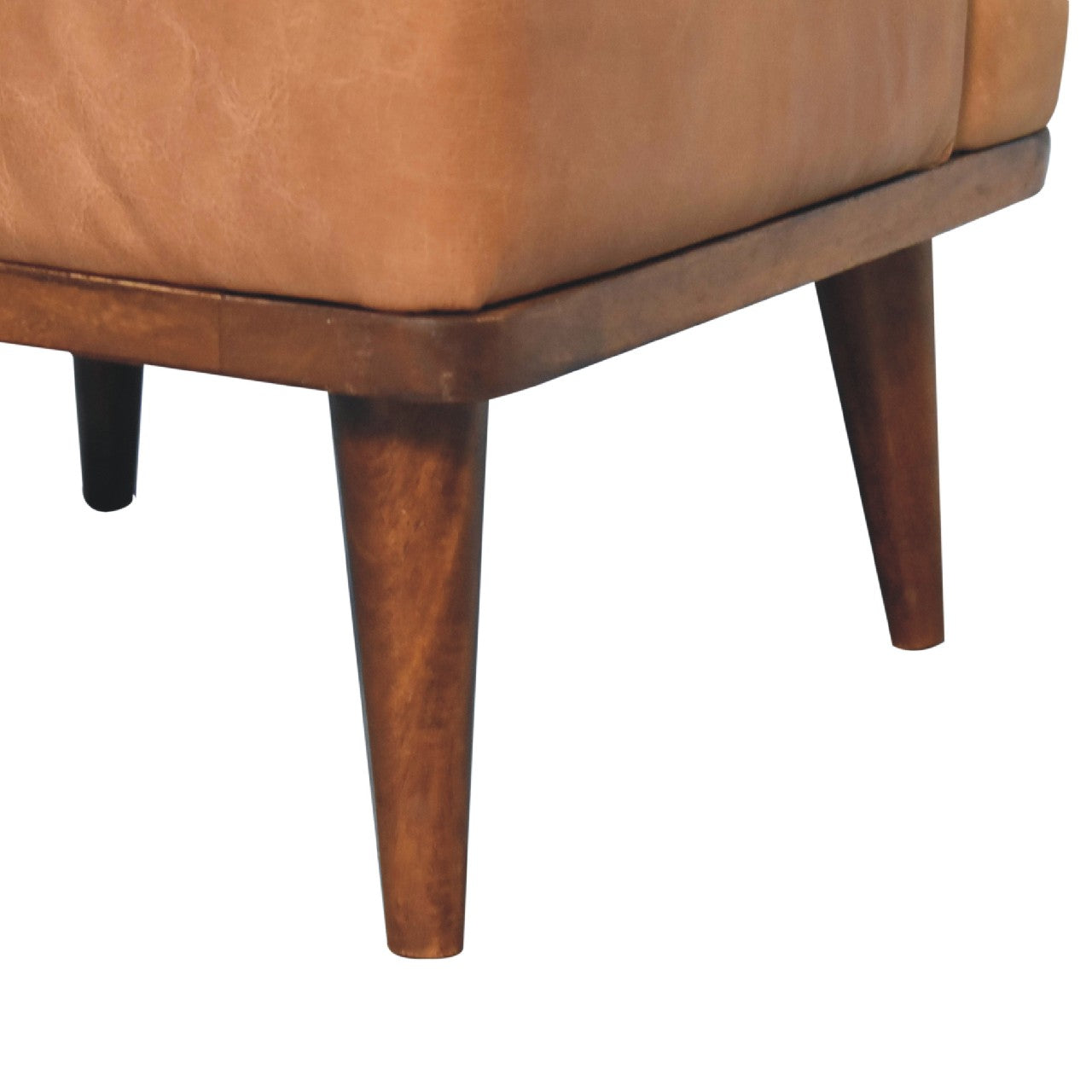 Tan Buffalo Leather  Footstool with Backrest