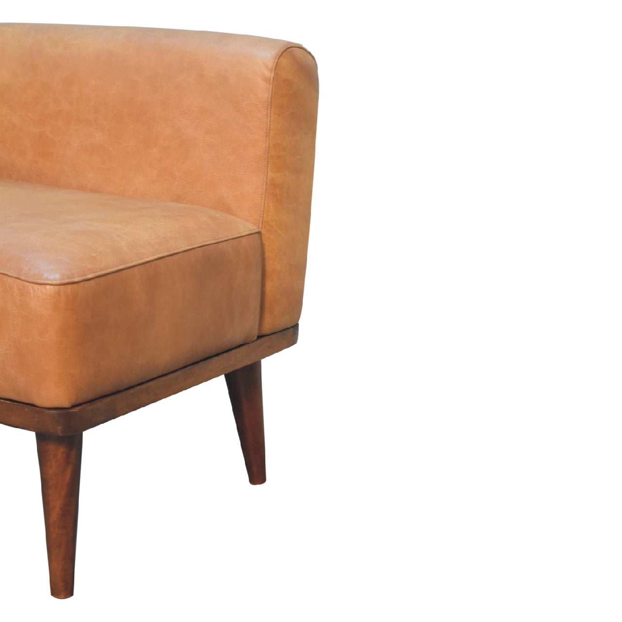 Tan Buffalo Leather  Footstool with Backrest