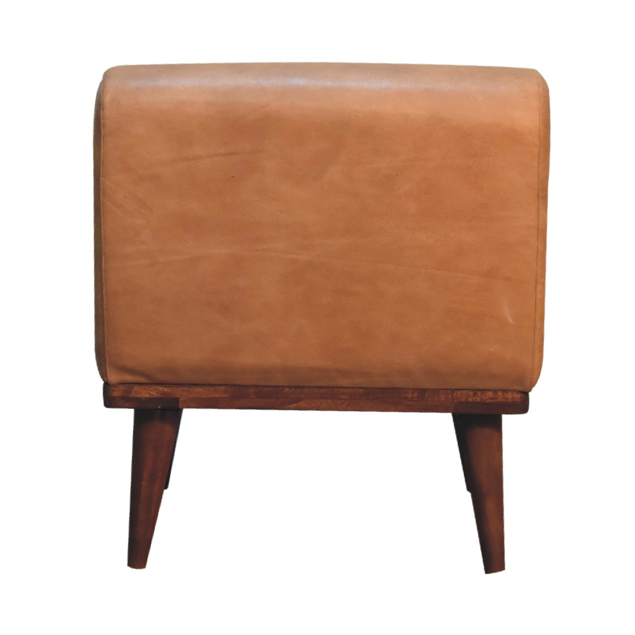 Tan Buffalo Leather  Footstool with Backrest