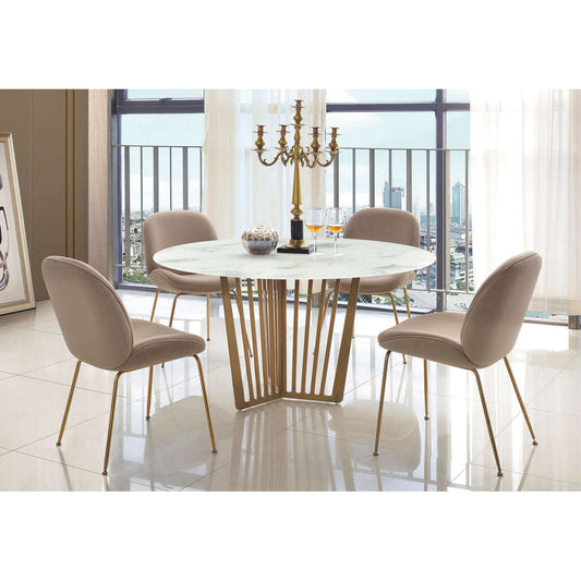 Ashpinoke:Kilmar Marble Effect Glass Dining Table with Stainless Steel Legs,Dining Tables,Heartlands Furniture