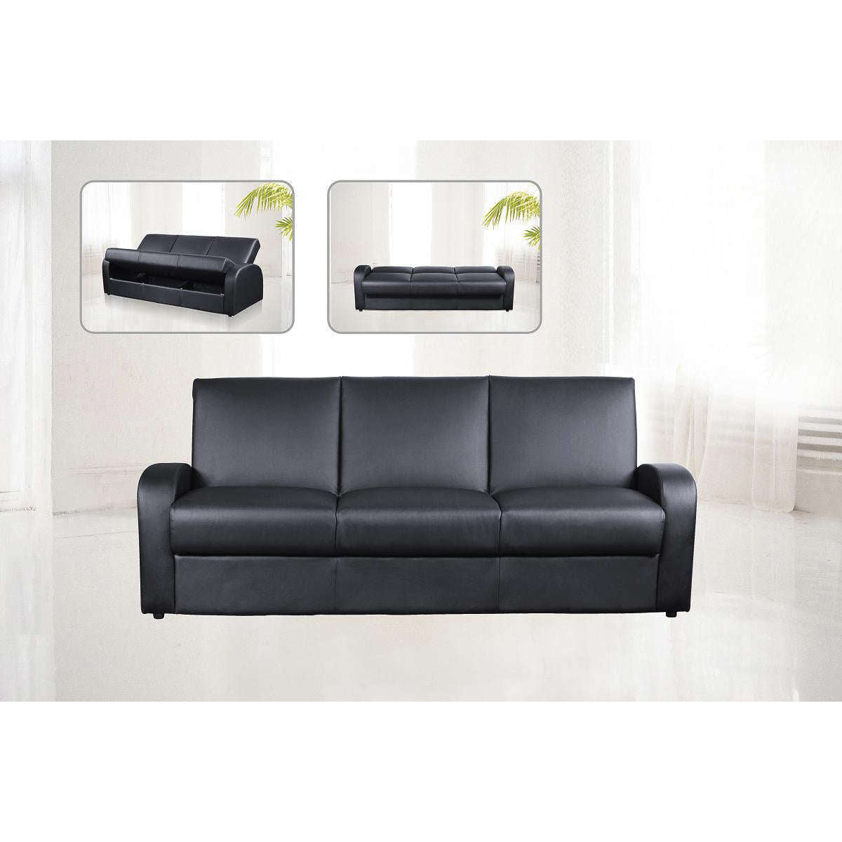 Ashpinoke:Kimberly Sofa Bed In Box Black,Sofa Beds,Heartlands Furniture