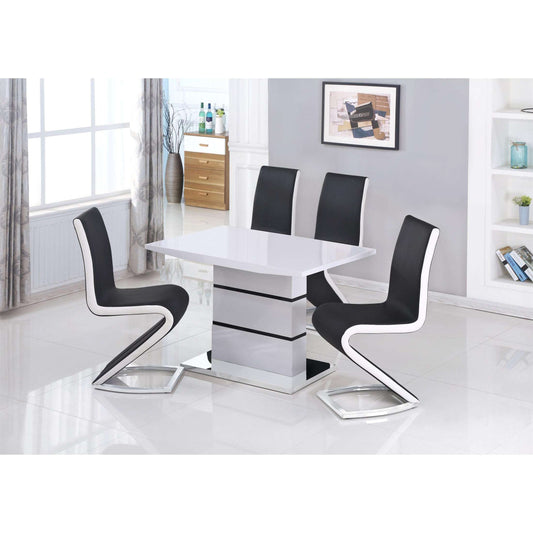 Ashpinoke:Leona Small High Gloss Dining Table White & Black,Dining Tables,Heartlands Furniture
