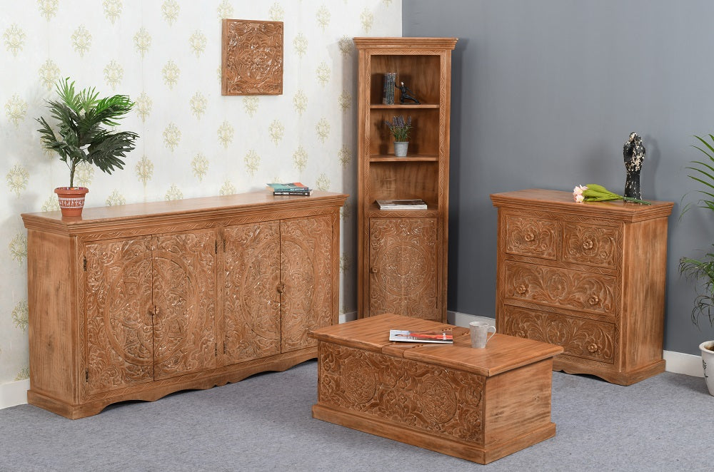 Artwork Mango Wood Sideboard With 2 Doors