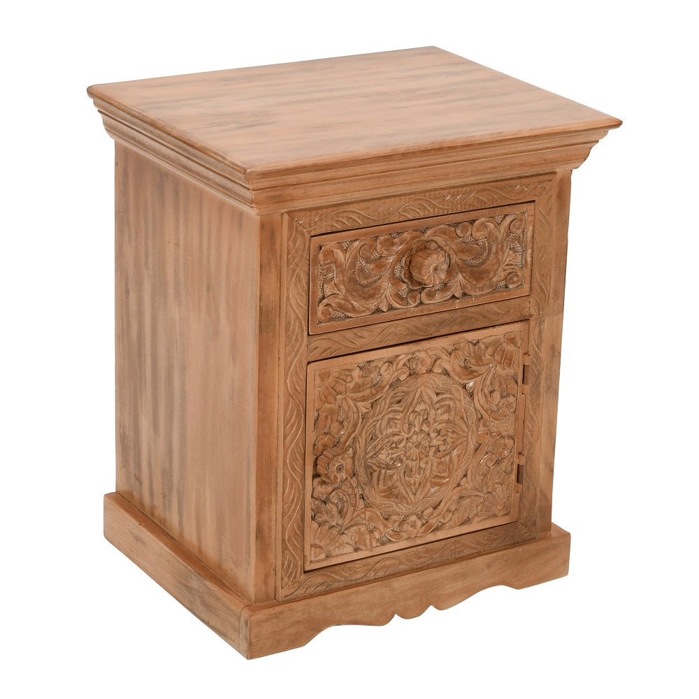 Artwork Mango Wood Bedside Table With Storage