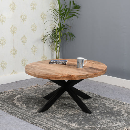 Surrey Solid Wood Coffee Table With Metal Spider Legs