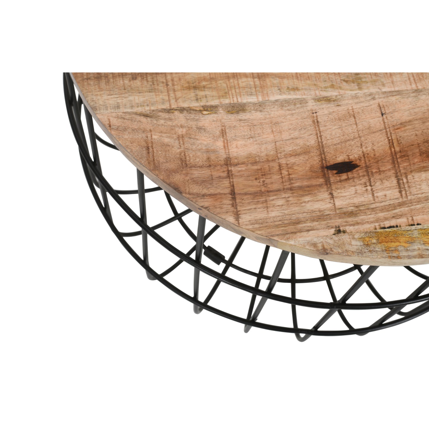 Surrey Solid Wood & Metal Wire Coffee Table With Removable Top