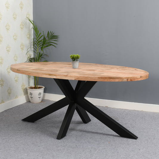 Surrey Solid Wood & Metal Oval Dining Table 6-8 Seater
